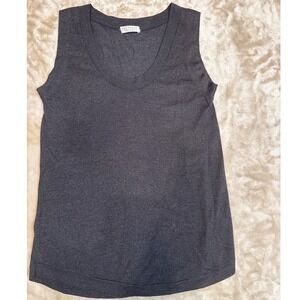 Brunello Cucinelli Cashmere Silk Metallic Knit Tank Top Blck Med Made in Italy